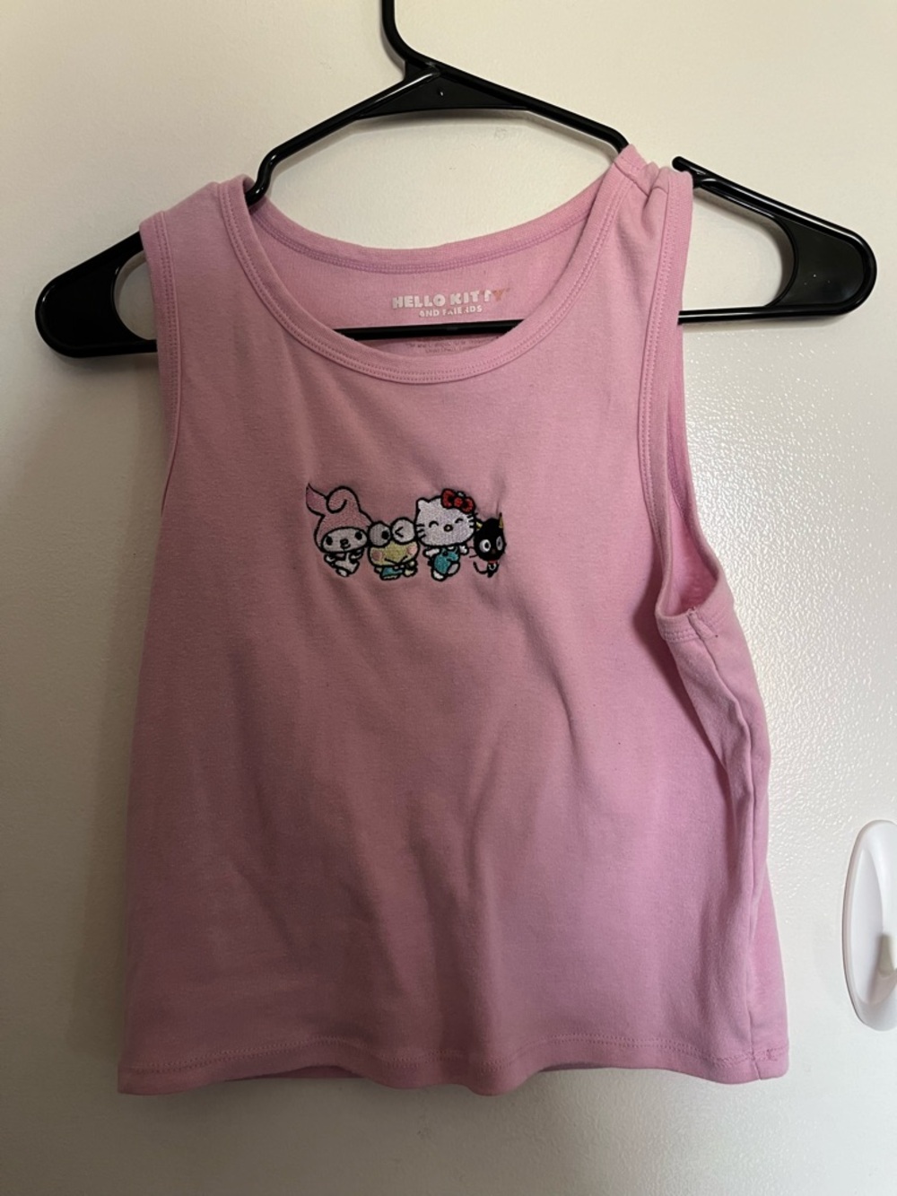 Hello Kitty Light Pink Tank Top with Character Embroidery